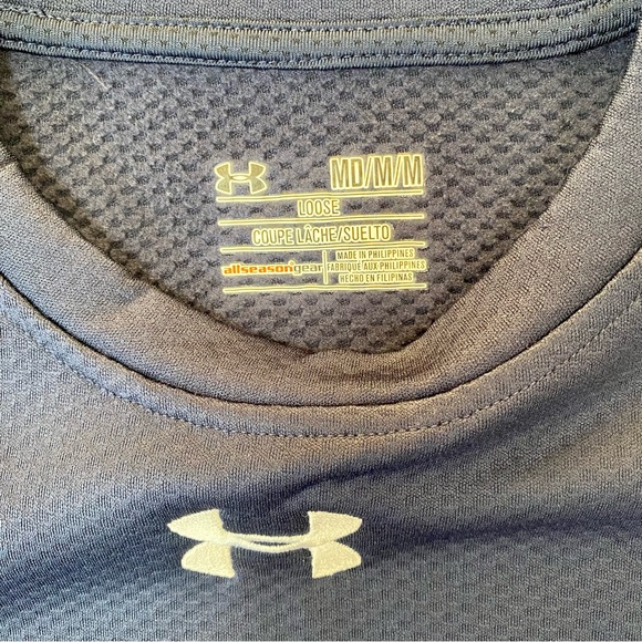 Under Armour Thermal Shirt Men’s M Blue Long Sleeve Waffle Knit All Season Gear - Picture 6 of 10